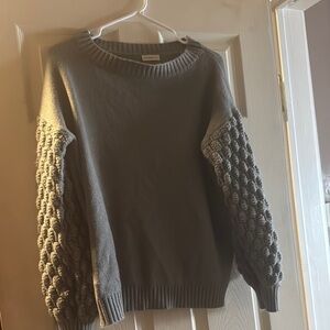 Gray Textured Sleeve Sweater